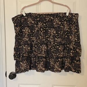 Maurices Black Floral Tiered Ruffle Skirt Spring Summer Cottagecore 3X